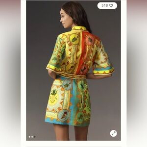 ALÉMAIS La Musica Short-Sleeve Linen Mini Dress size 2  NWT